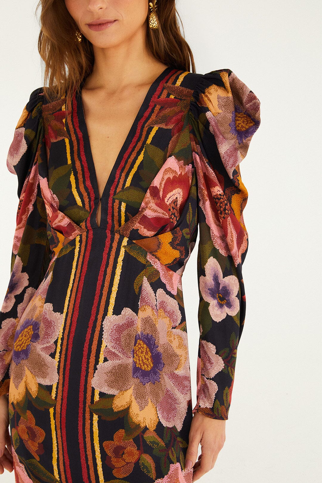 Vestido Midi Negro Con Flores De Chenilla Negro para mujer