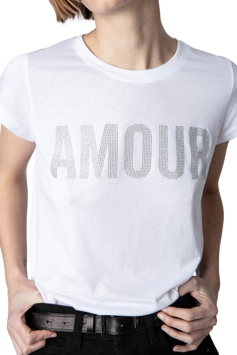 Camiseta Woop Amour Strass Blanco