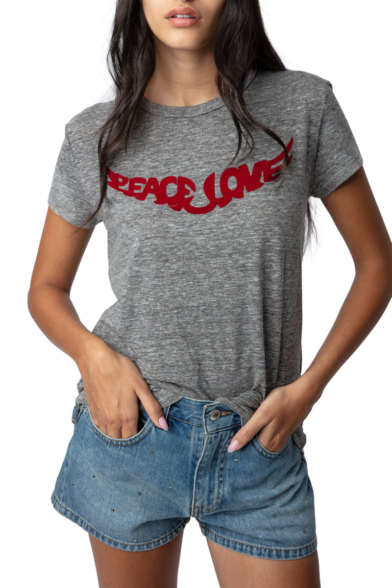 Camiseta Walk Peace&Love Gris Jaspeado