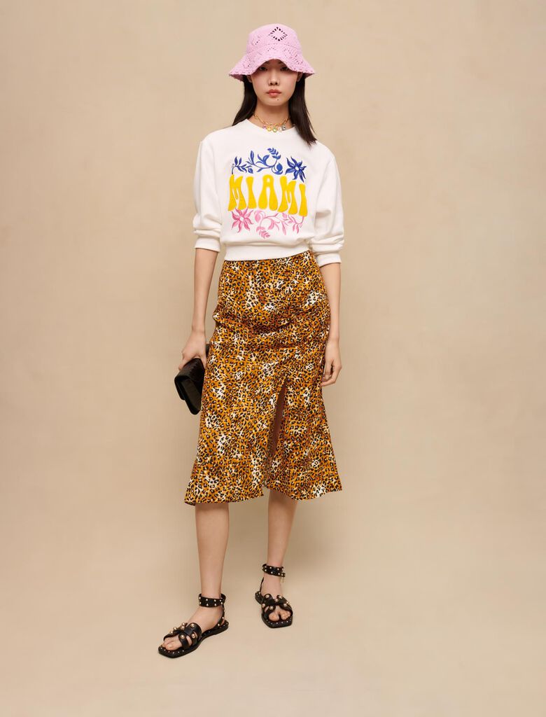 Maje falda midi con estampado de leopardo para mujer the style rack