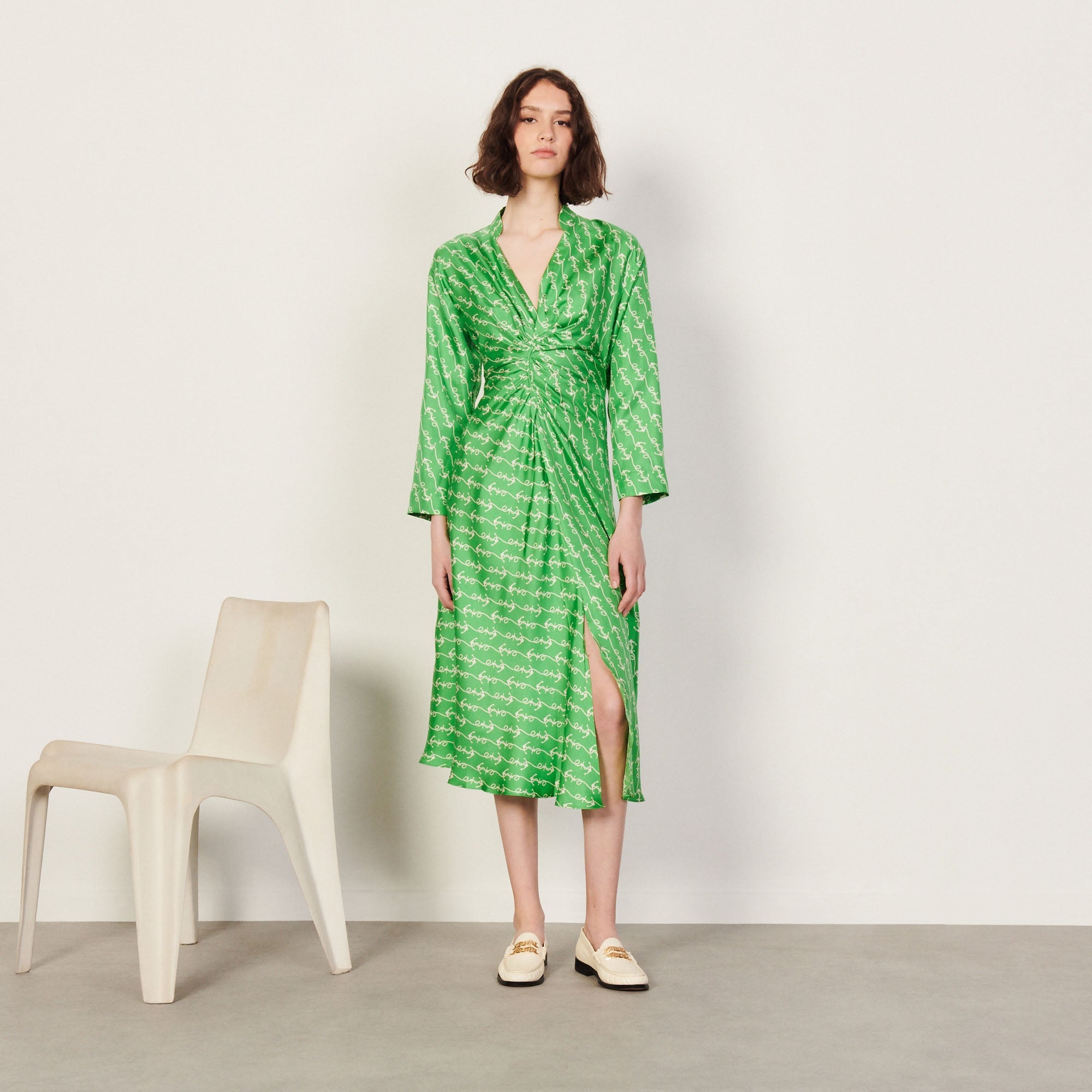 Sandro Vestido Eliana Verde Para Mujer The Style Rack sandro-vestido-eliana-verde-para-mujer-the-style-rack