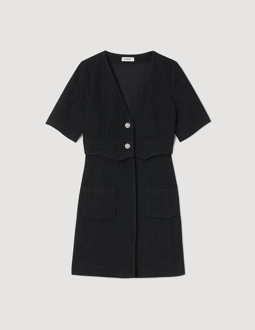 sandro-vestido-corto-de-tweed-para-mujer-the-style-rack