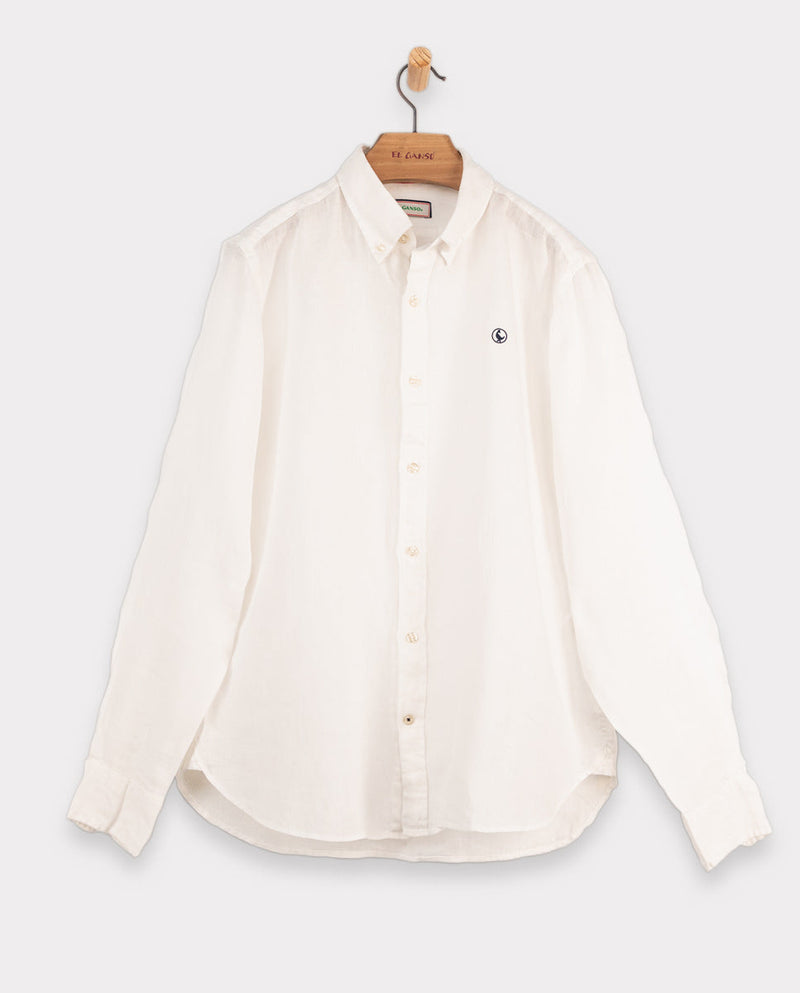 Camisa Lino Garment Dyed Blanco