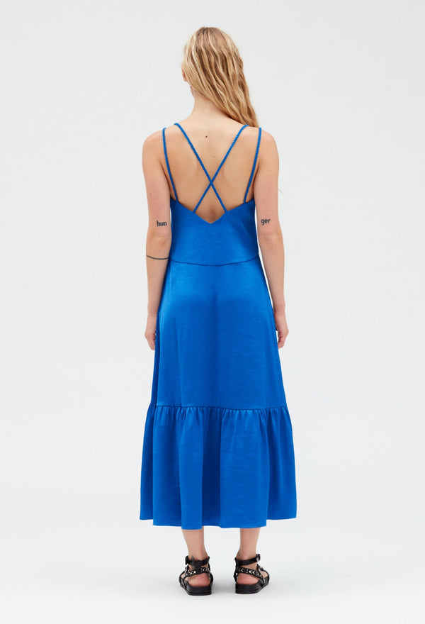 Claudie Pierlot | Vestido midi de raso azul azul para mujer, con grandes descuentos