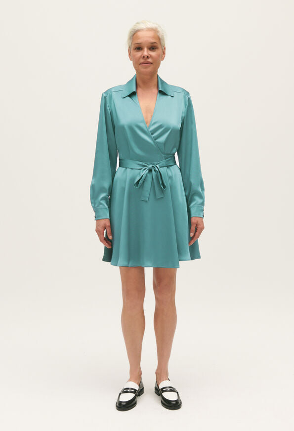 Claudie Pierlot | Vestido corto cruzado verde para mujer. 