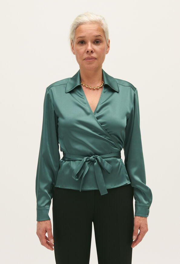 Claudie Pierlot | Blusa cruzada verde para mujer. 
