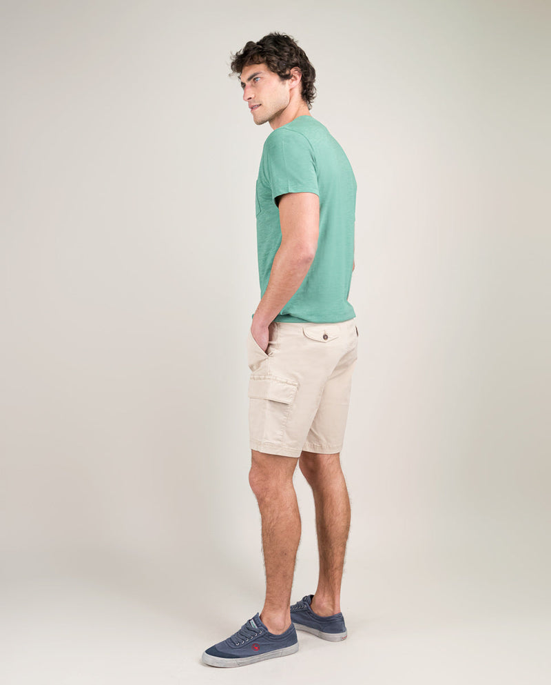 Bermuda Cargo Elástico Garment Dyed Beige