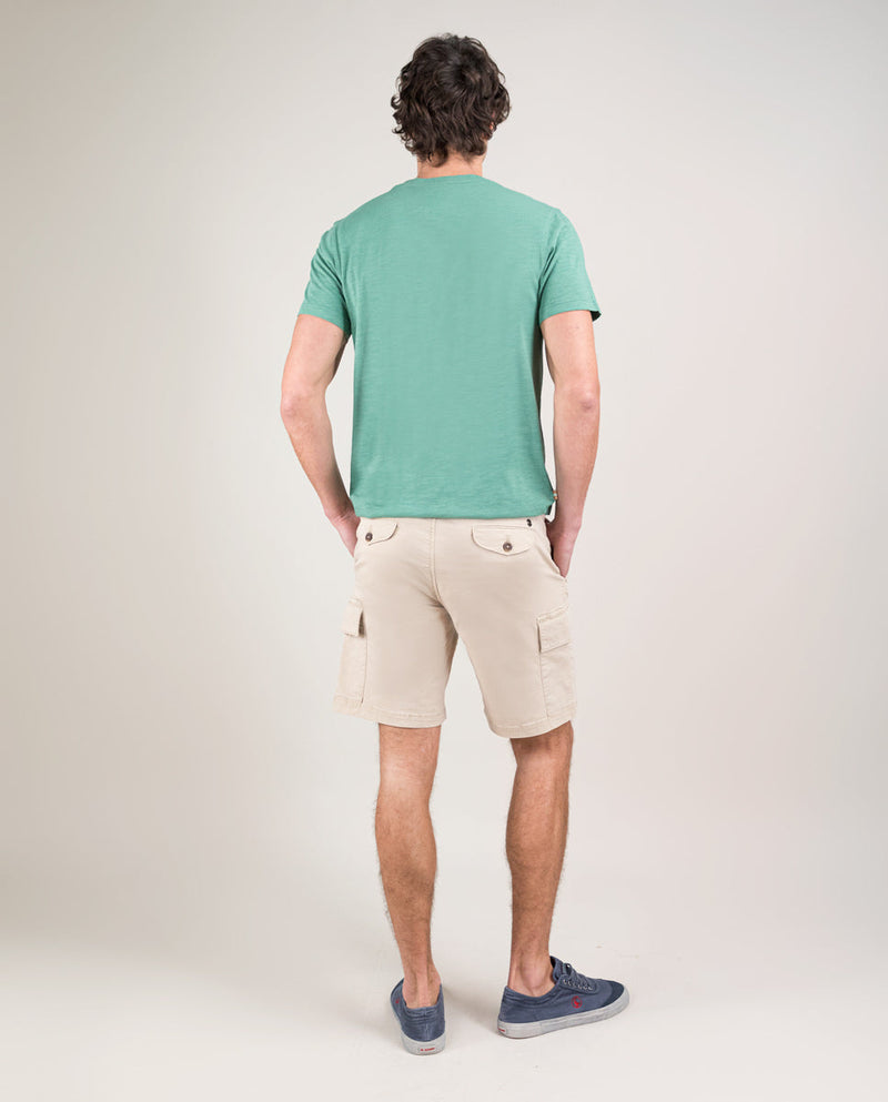 Bermuda Cargo Elástico Garment Dyed Beige