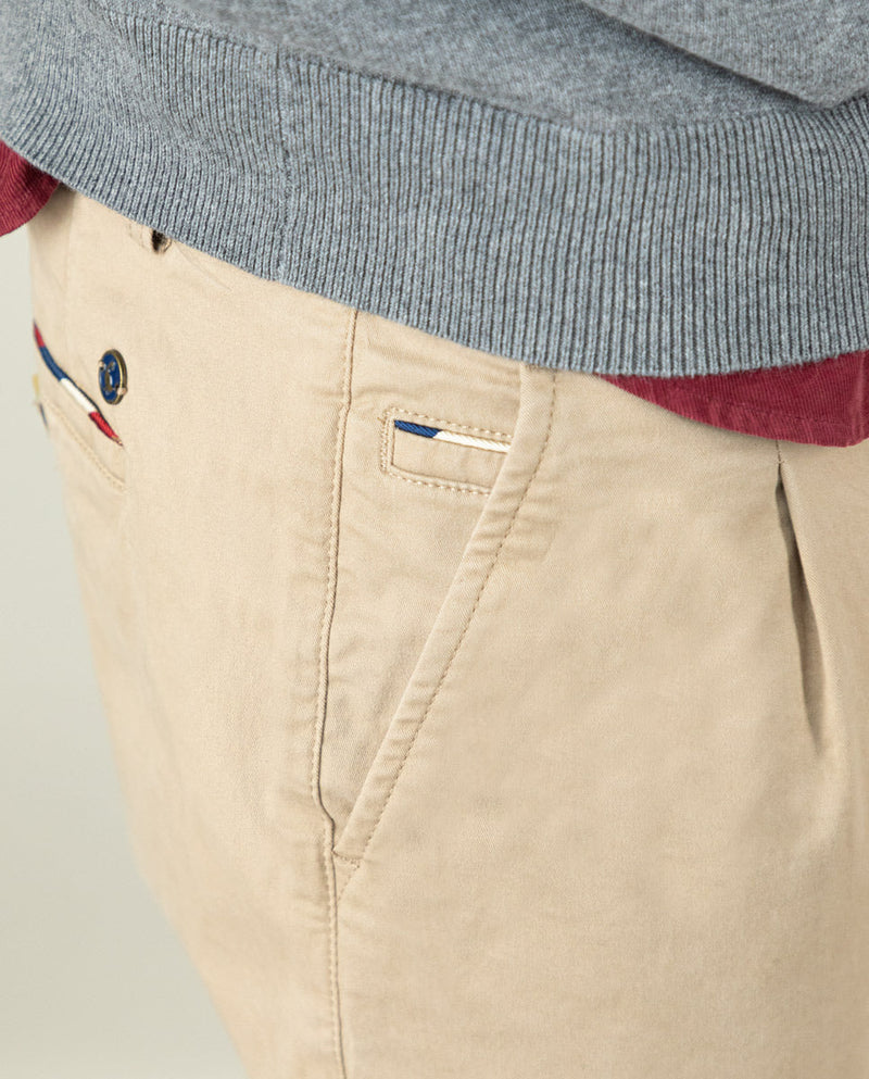 Pantalón Chino Pinza Beige