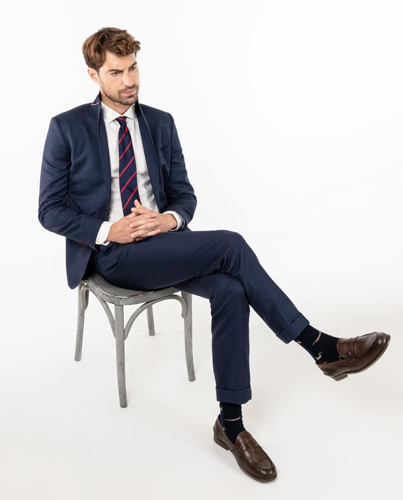 Americana Traje Ojo de Perdiz Marino Coordinado