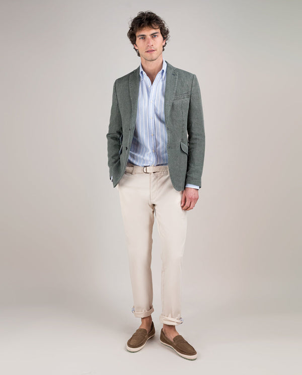 Americana Lino Lavado Verde