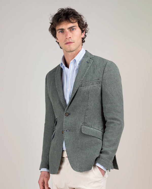 Americana Lino Lavado Verde