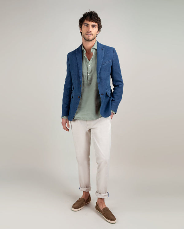 Americana Lino Lavado Azul