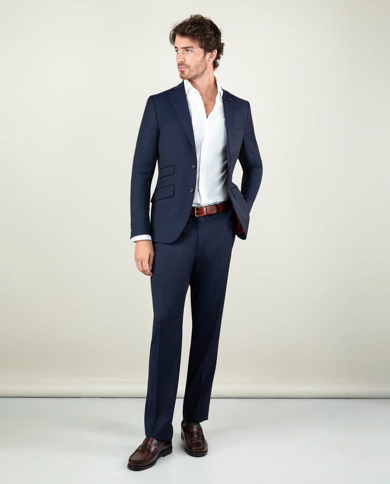 Americana Traje Liso Marino Coordinado Lavable