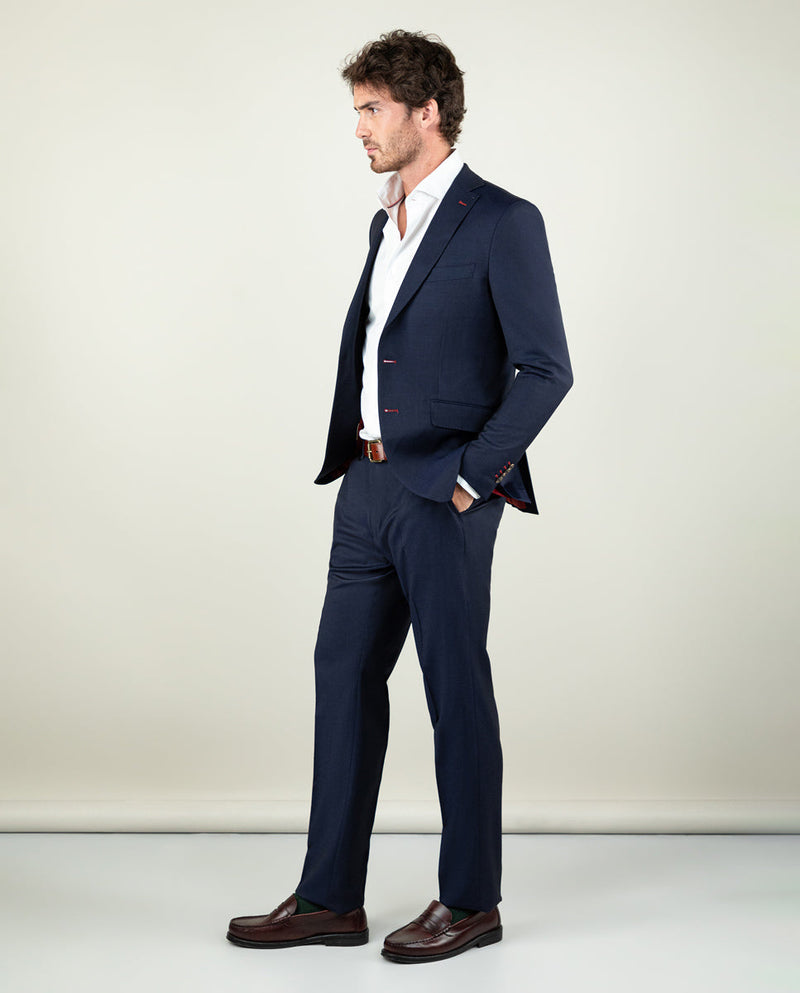 Americana Traje Liso Marino Coordinado Lavable