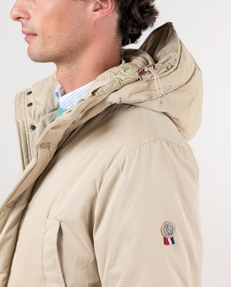 Parka Casual Capucha Beige