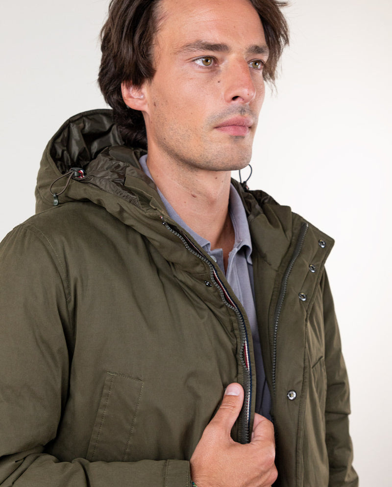 Parka Casual Capucha Verde