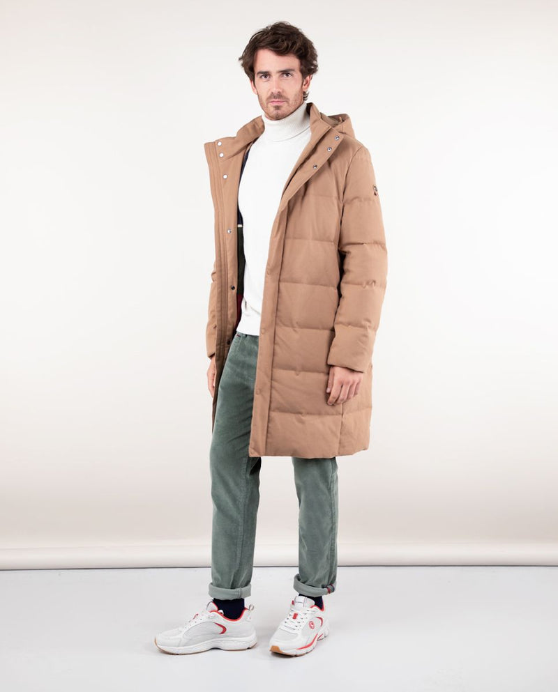 Abrigo Acolchado Largo Franela Beige