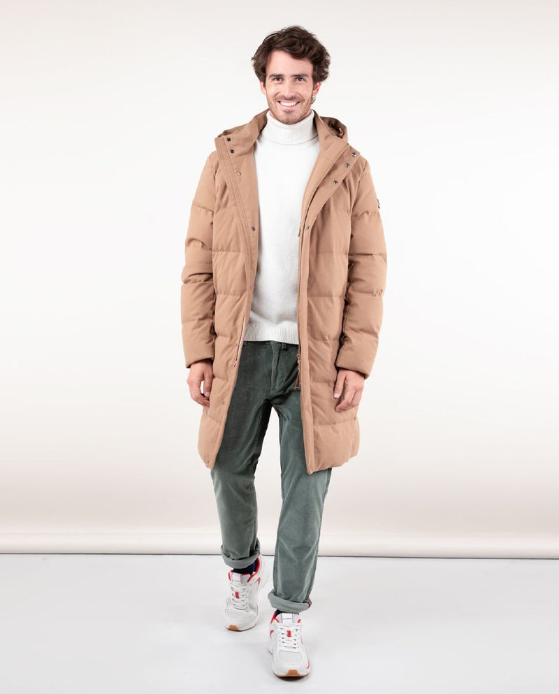 Abrigo Acolchado Largo Franela Beige