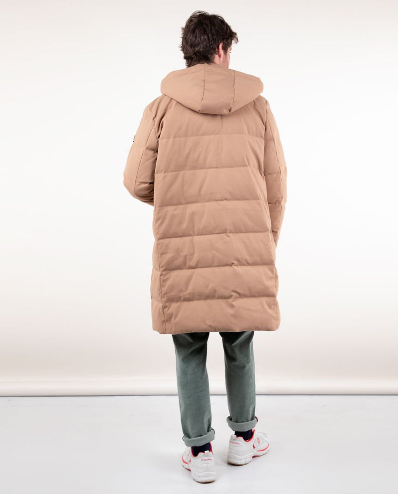 Abrigo Acolchado Largo Franela Beige