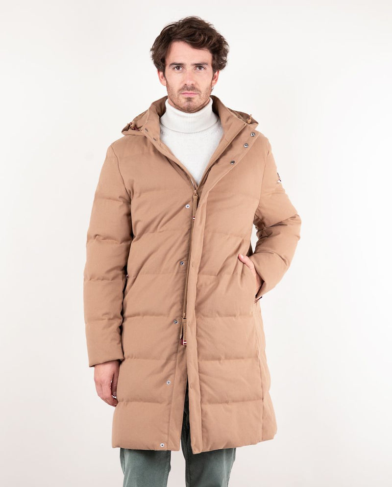 Abrigo Acolchado Largo Franela Beige