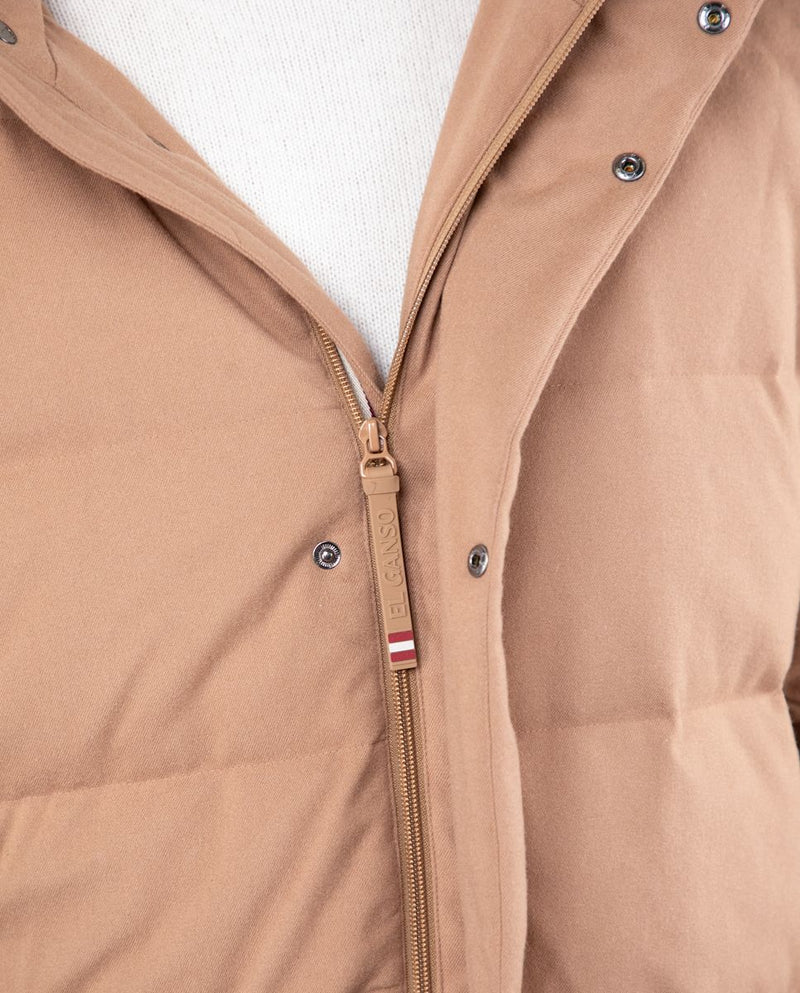 Abrigo Acolchado Largo Franela Beige