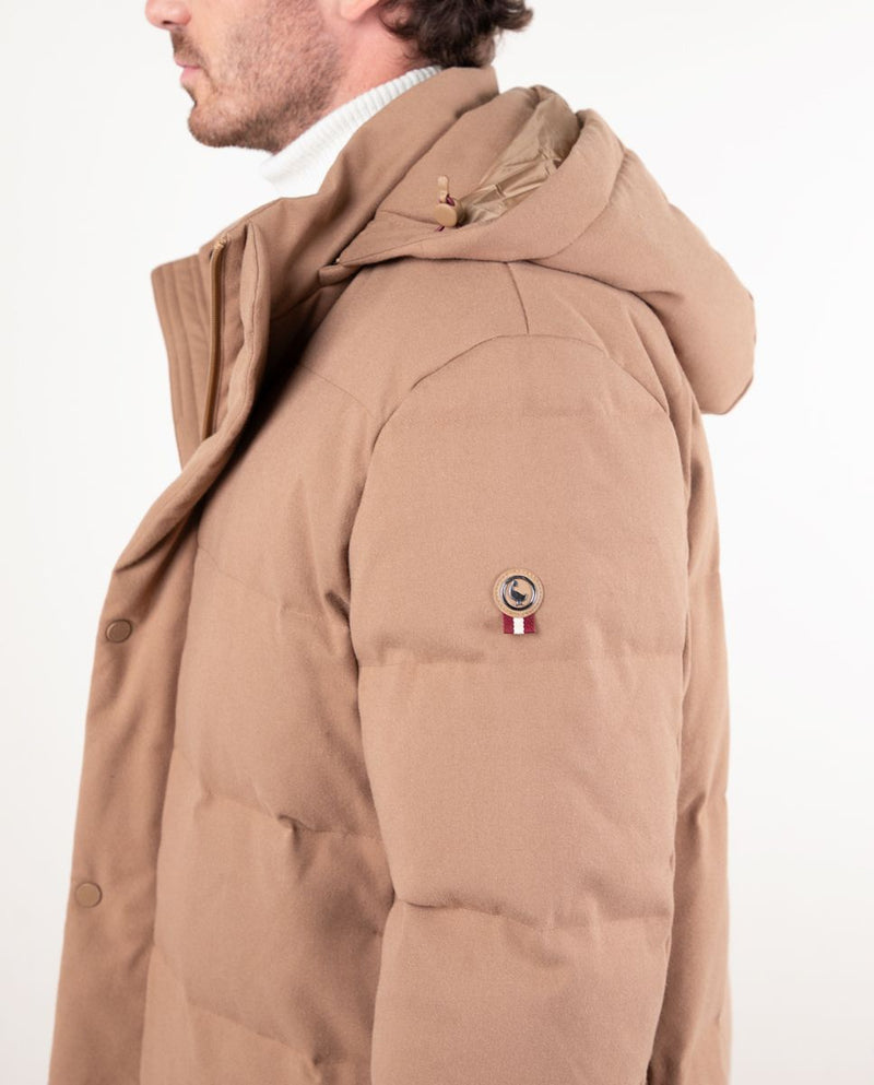 Abrigo Acolchado Largo Franela Beige