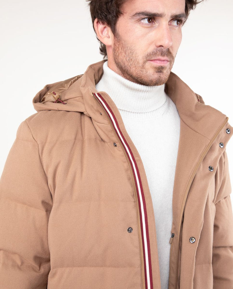 Abrigo Acolchado Largo Franela Beige