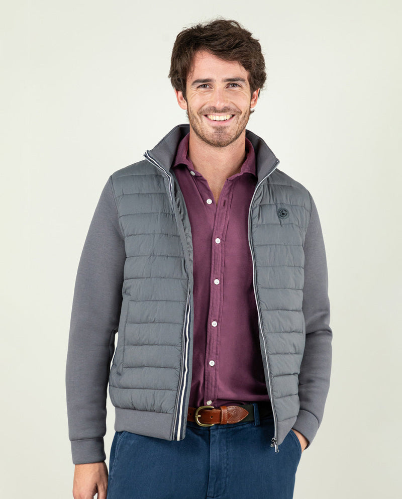 Cazadora Acolchada Mangas Neopreno Gris Marengo