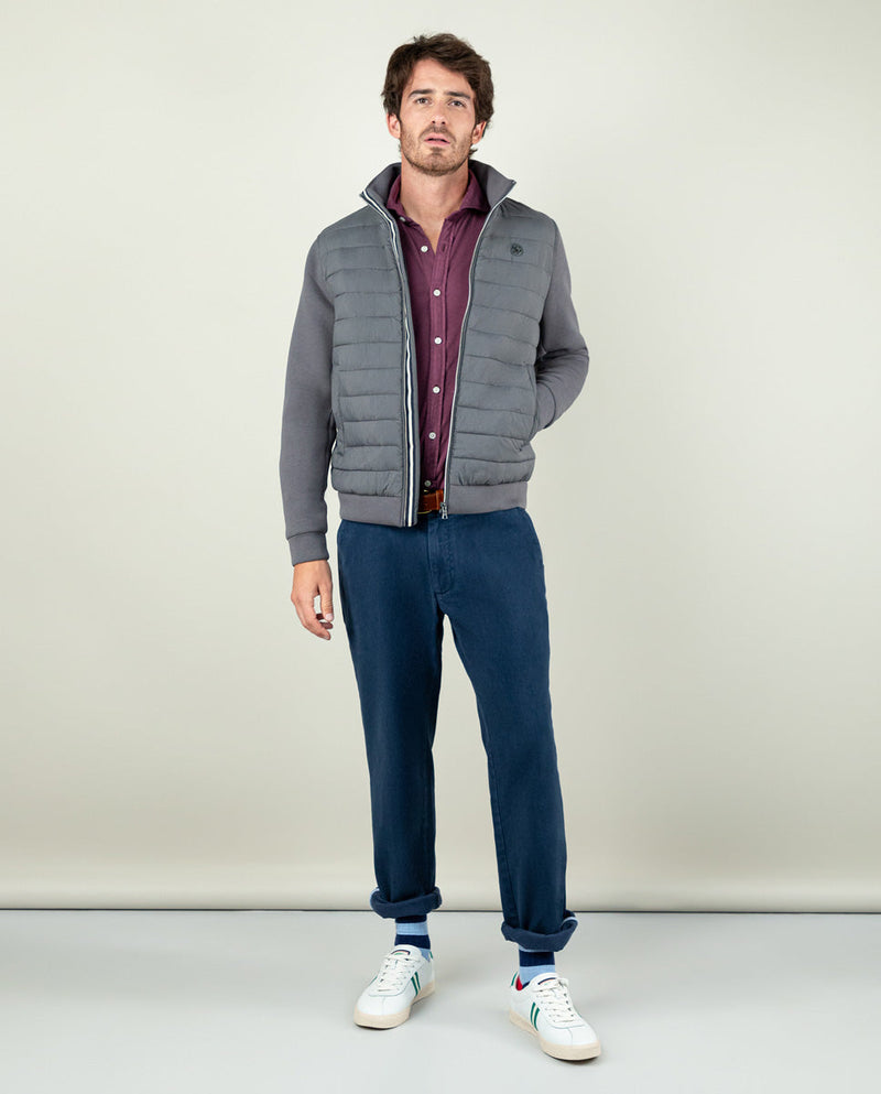 Cazadora Acolchada Mangas Neopreno Gris Marengo