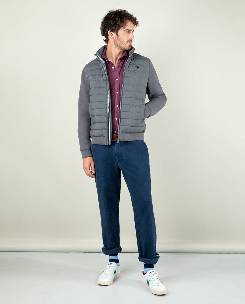 Cazadora Acolchada Mangas Neopreno Gris Marengo
