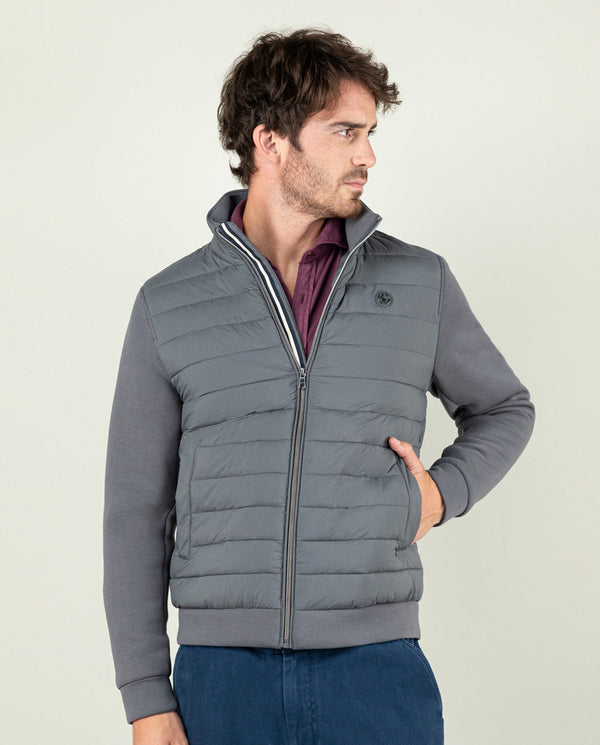 Cazadora Acolchada Mangas Neopreno Gris Marengo