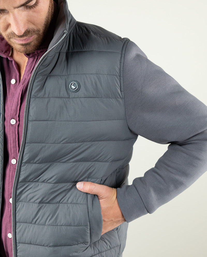 Cazadora Acolchada Mangas Neopreno Gris Marengo