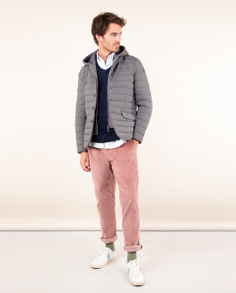 Americana Acolchada Desmontable Sudadera Gris Marengo