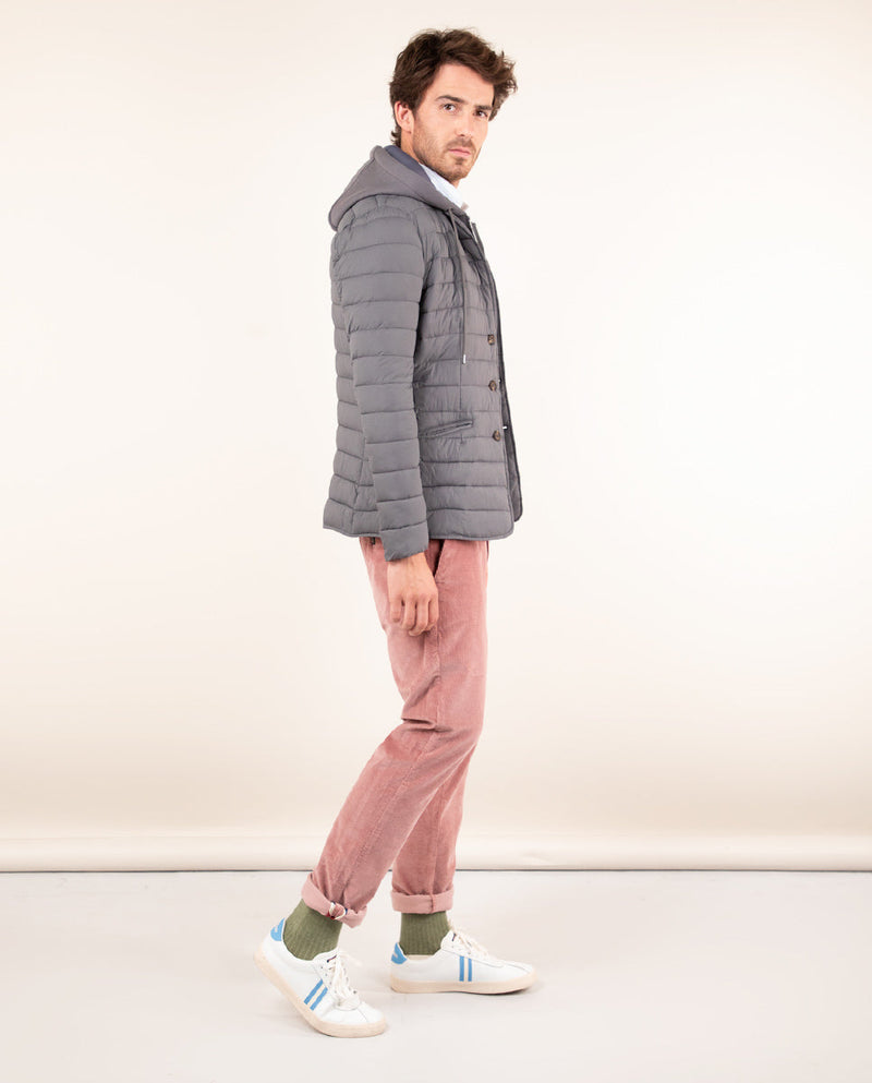 Americana Acolchada Desmontable Sudadera Gris Marengo