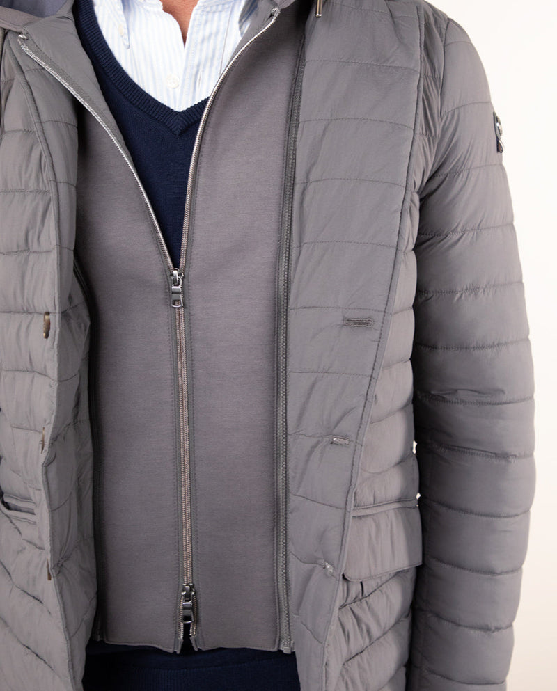 Americana Acolchada Desmontable Sudadera Gris Marengo
