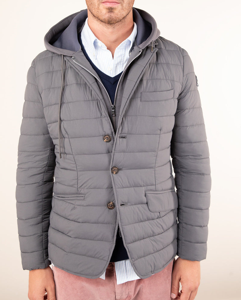 Americana Acolchada Desmontable Sudadera Gris Marengo