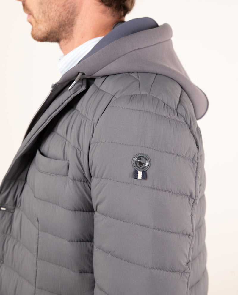 Americana Acolchada Desmontable Sudadera Gris Marengo