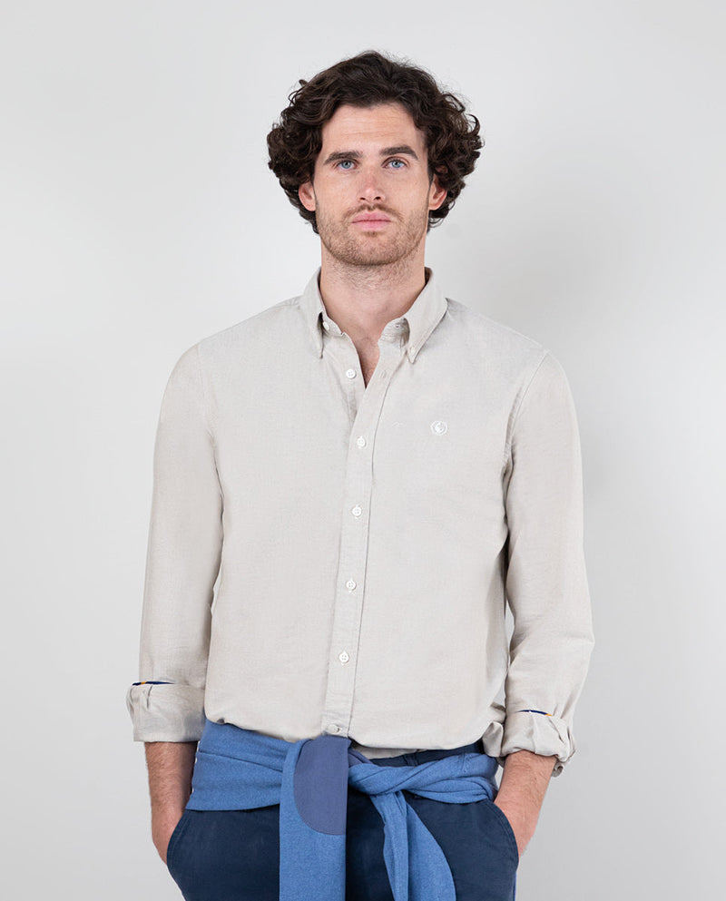 Camisa Lisa Oxford Beige