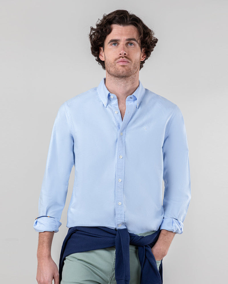 Camisa Lisa Oxford Celeste