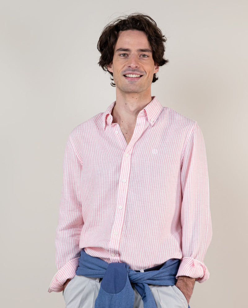 Camisa Raya Yale Lino Rosa