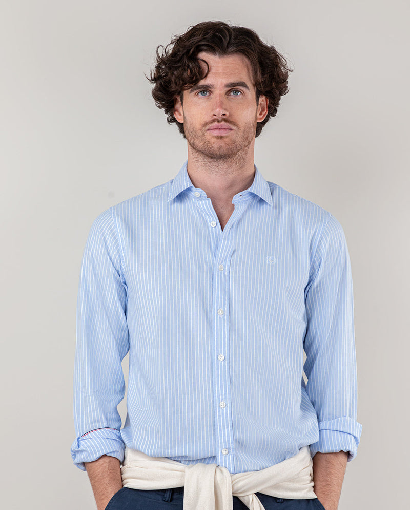 Camisa Pin Point Raya Butcher Oxford Celeste