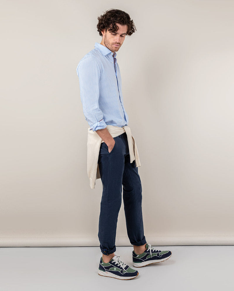 Camisa Pin Point Raya Butcher Oxford Celeste