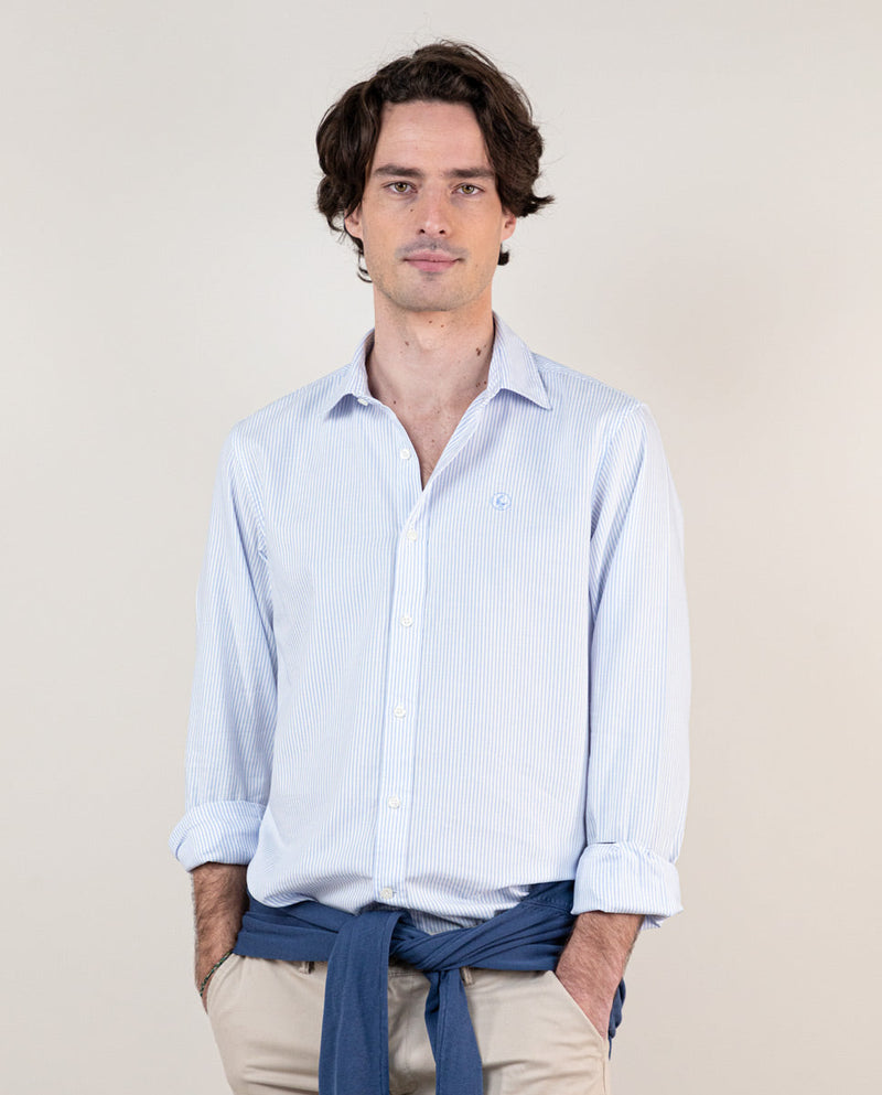 Camisa Pin Point Raya Fine Bengal Oxford Celeste