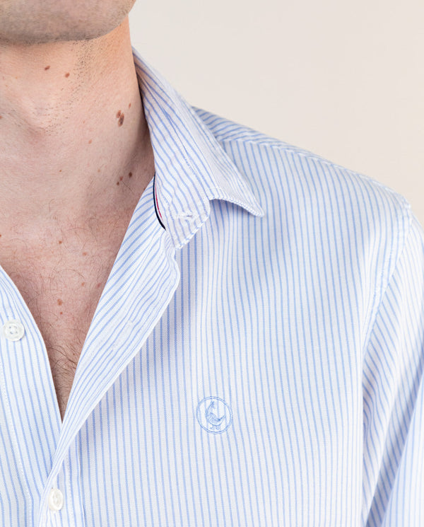Camisa Pin Point Raya Fine Bengal Oxford Celeste