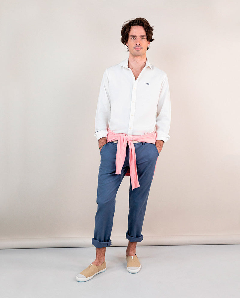 Camisa Estructura Garment Dyed Blanca