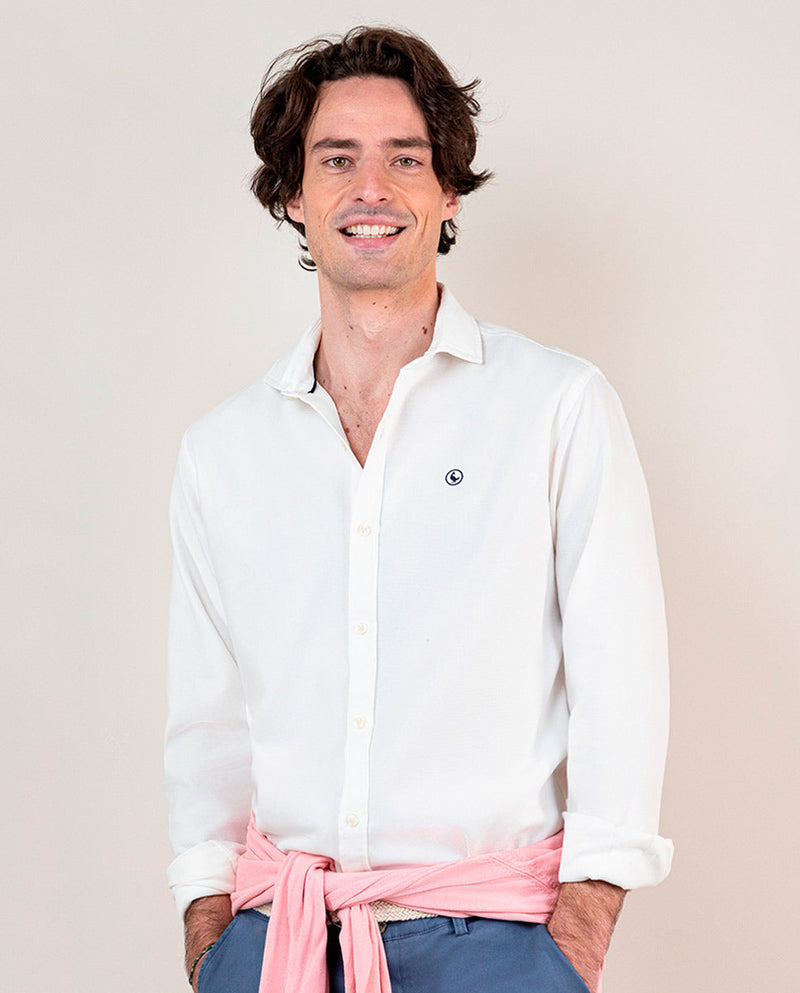 Camisa Estructura Garment Dyed Blanca