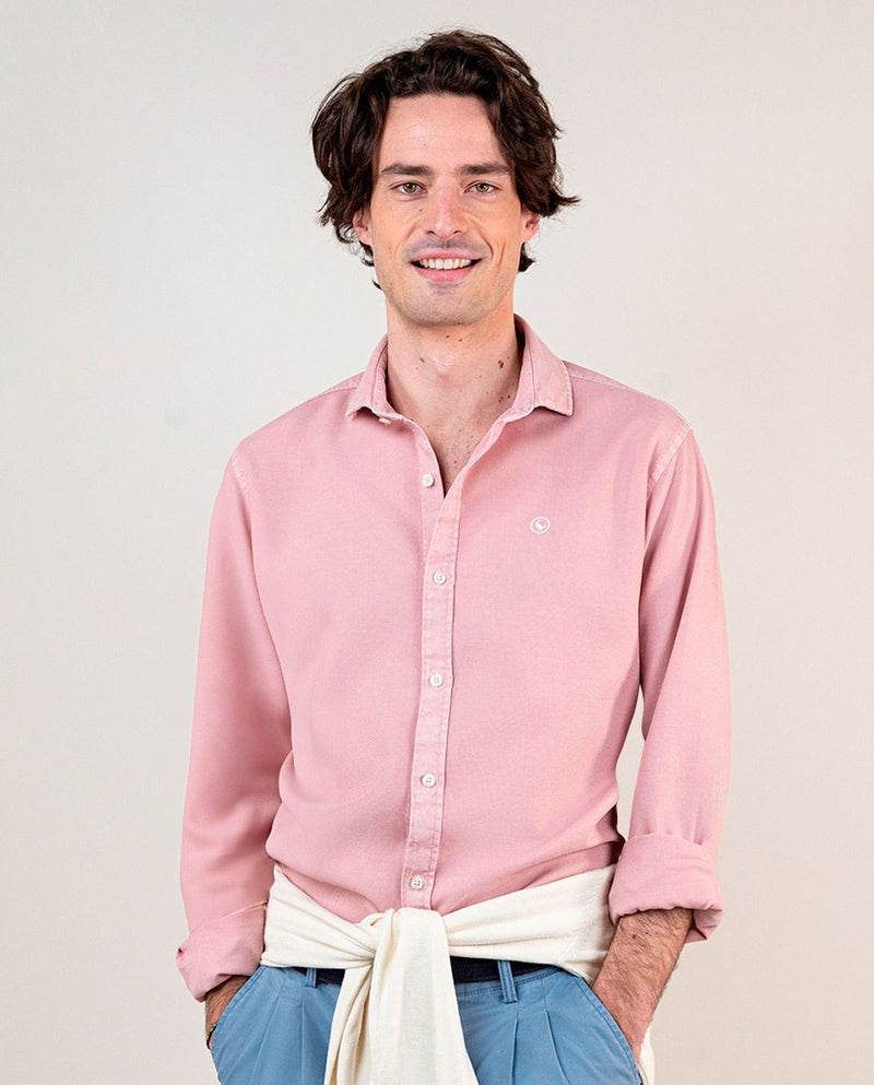 Camisa Estructura Garment Dyed Rosa