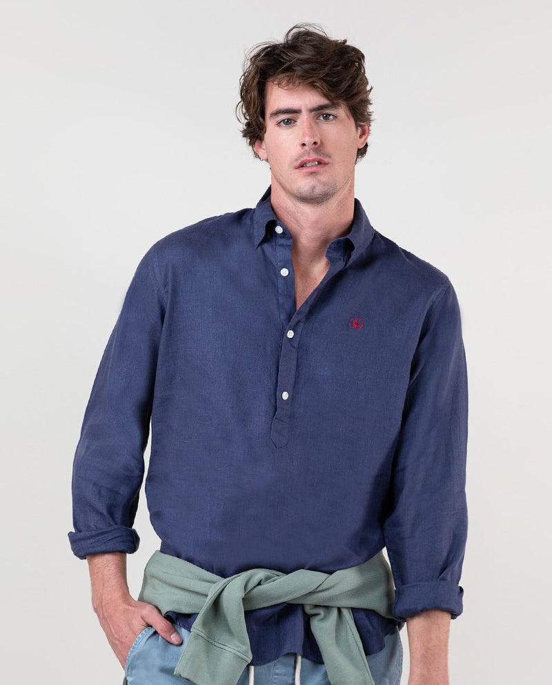 Camisa Polera Lino Marino