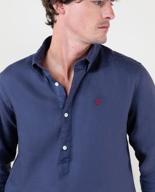 Camisa Polera Lino Marino